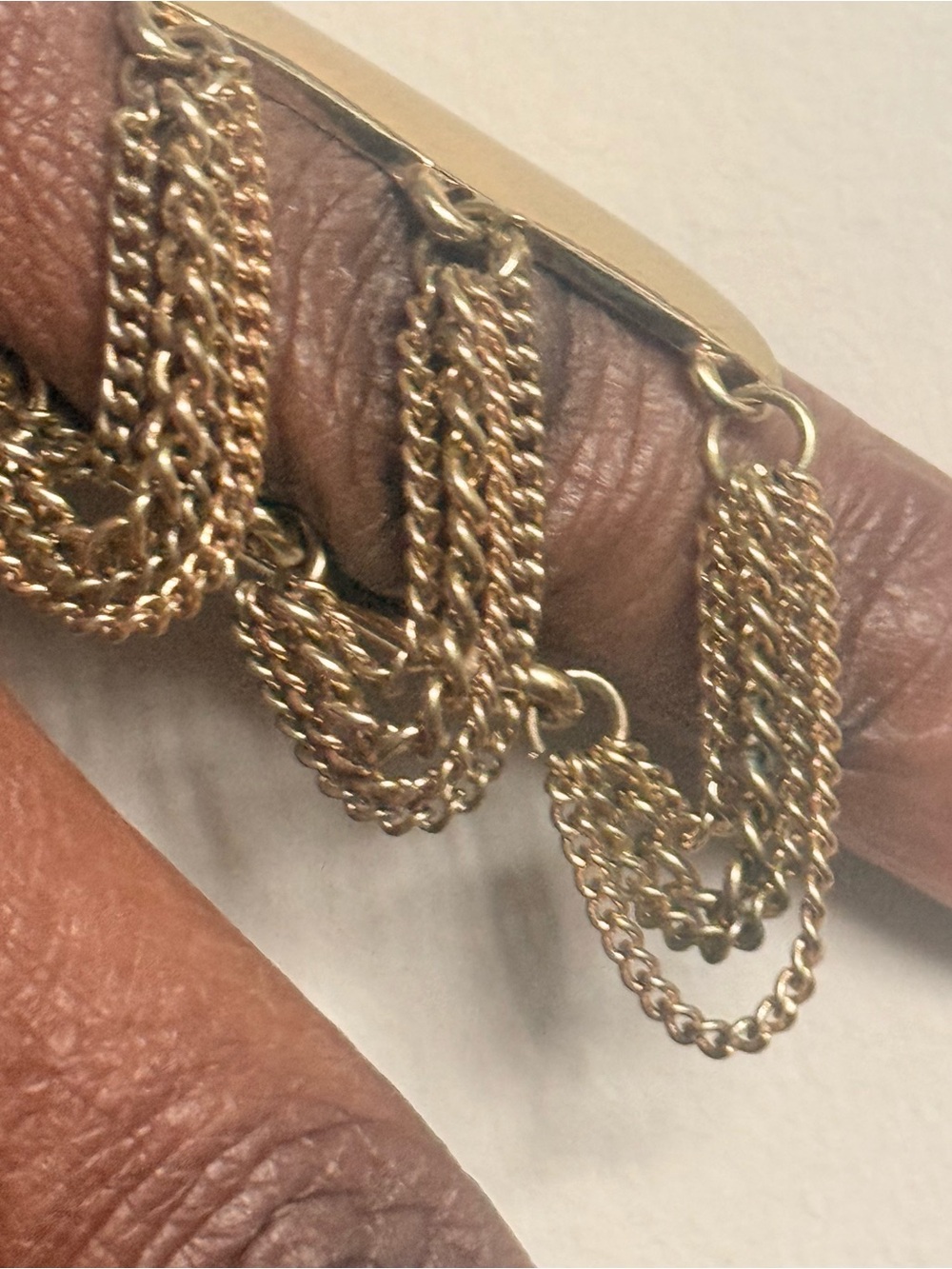 Cascading Waterfall Tiered Multi-Strand Chain Link Gold Tone Ring Sz 6 - Picture 5 of 7